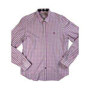 Burberry Brit Mens Button Up Sz. Large Gingham White Check Shirt Designer Luxury